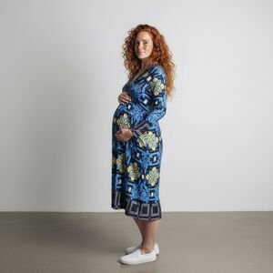Olian Blue, Yellow, Gray, & Black Maternity Dress (MM)